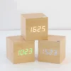 KH-WC001 KING HEIGHT Cube LED Digital Wood Desktop Electric Alarm Click Clock