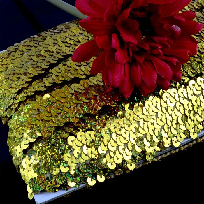 New Design Gold Color Handmade Sequins Trim For Dress