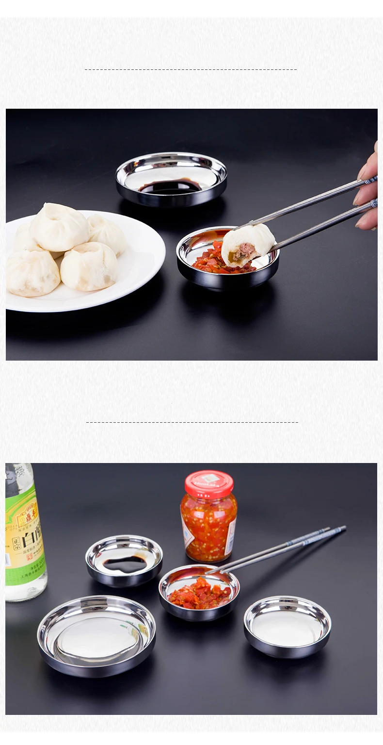 Double Round Stainless Steel Sauce Dish Soy Sauce Dish Buy Round