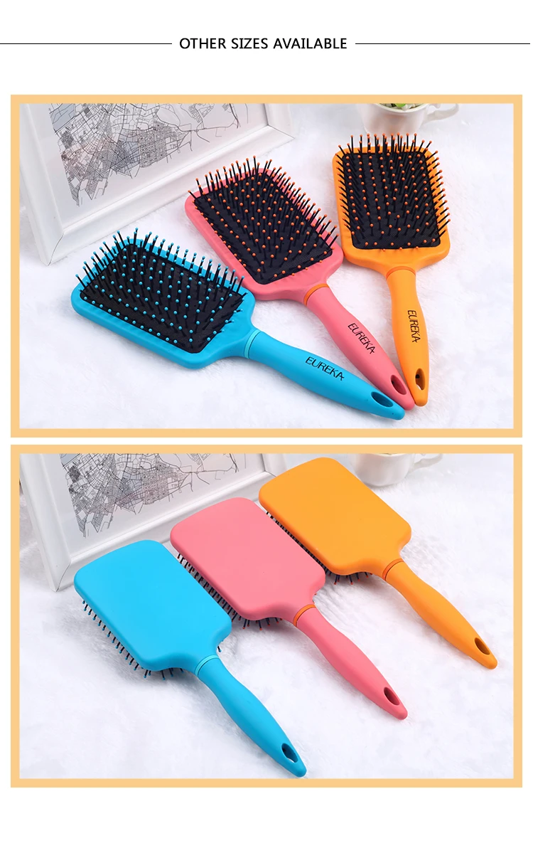 EUREKA 9594CEG Paddle Cushion Hair Brush for All Hair Types Ball-Tip Nylon Pins Anti-Slide Handle Hairbrush