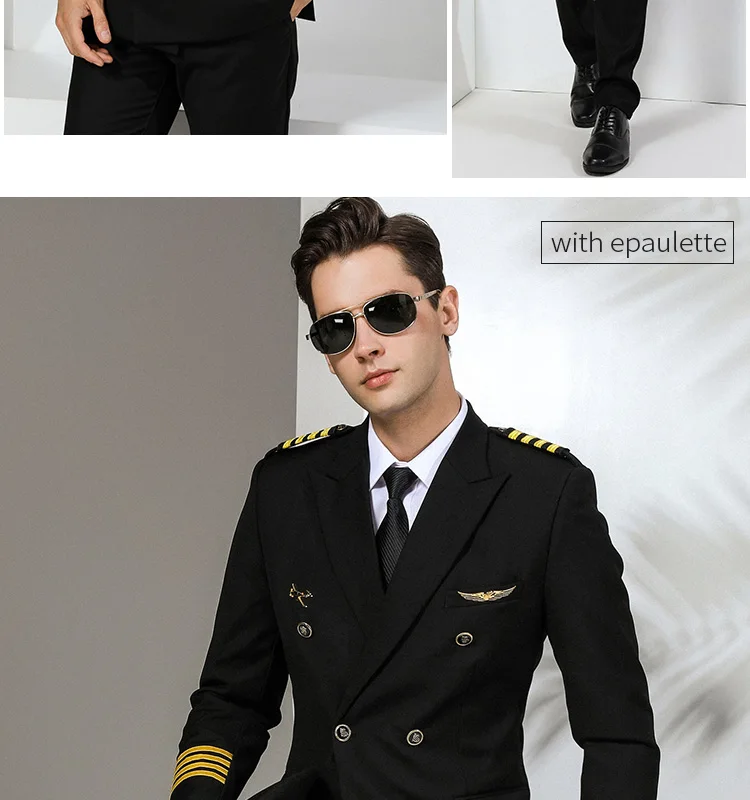 Classical Standard Aviation Pilot Uniform For Men Airline Uniform Suit