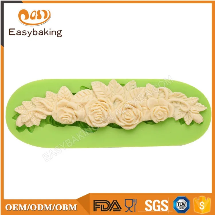 ES-4204 Alibaba hot sale fascinating silicone rose cake mold fondant tool for wedding cake