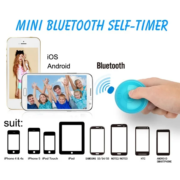 Universal Mobile phone Wireless Self-timer Bluetooth Remote Control Camera Shutter for All Android Smartphone/IOS Mobile Phone