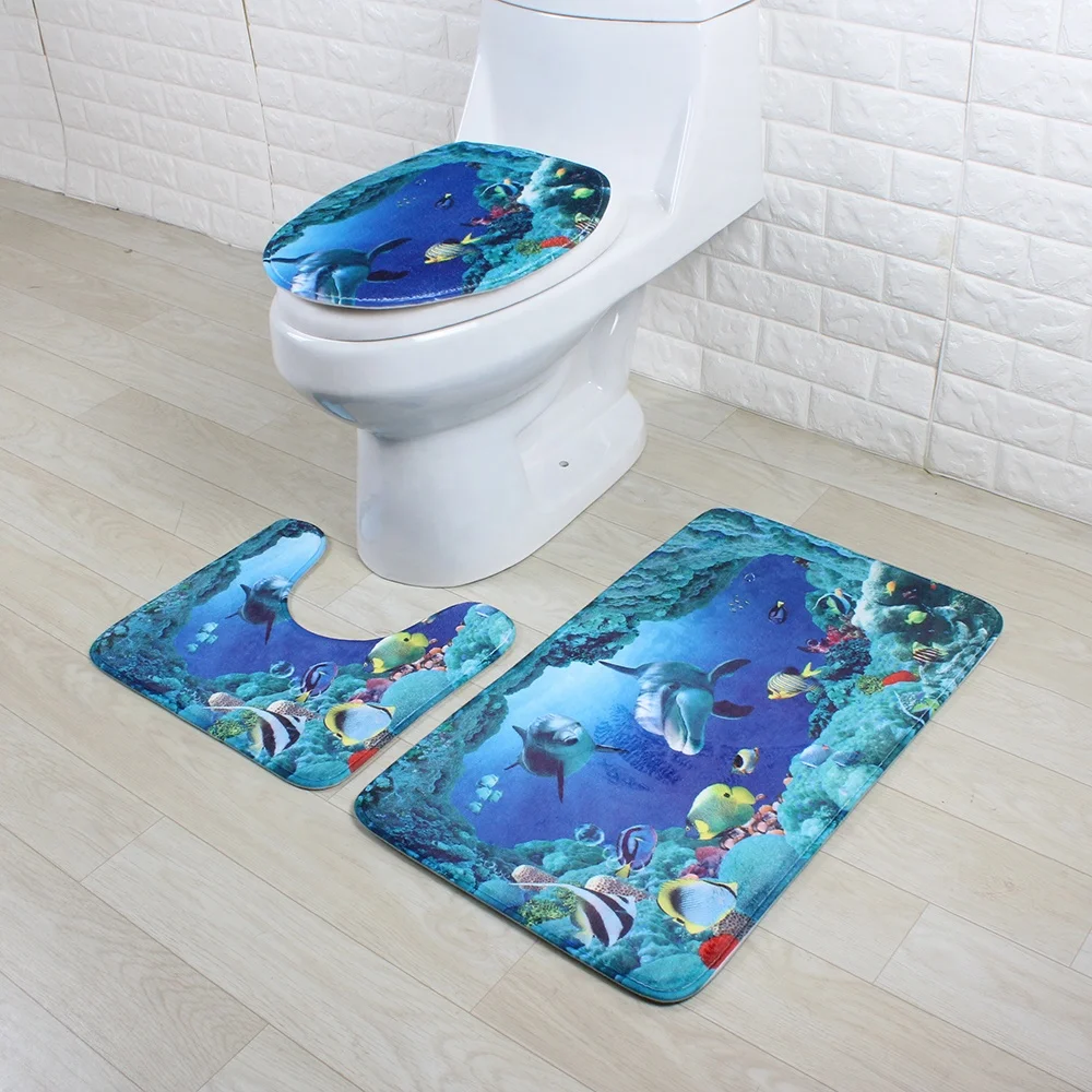Xingwang Funny Custom Printed Bath Toilet 3pcs Bathroom Mat Set Buy