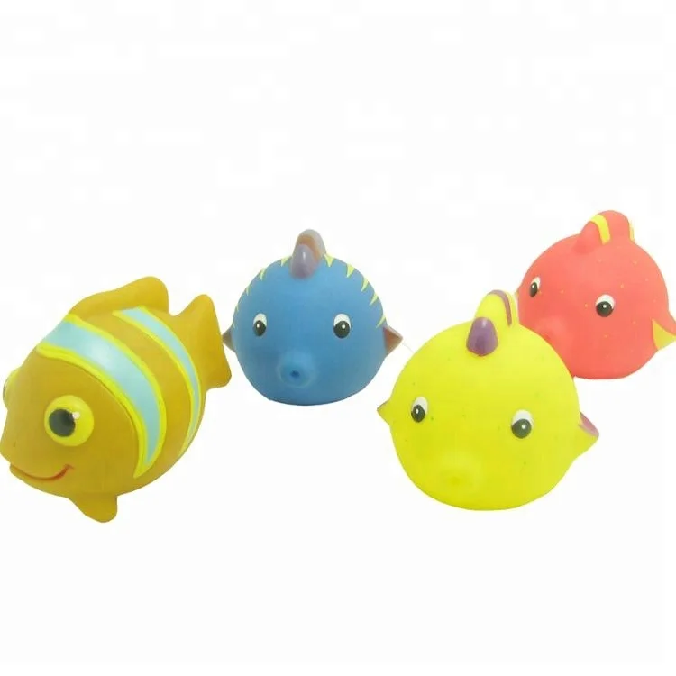 Sea Animal Baby Shower Toys Squirt Floating Rubber Blue Fish Bath Toys ...