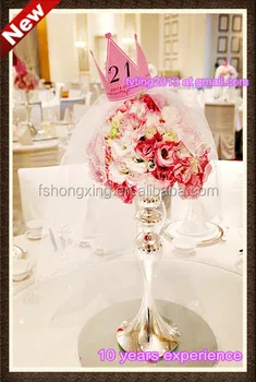 Elegant Silver Golden Iron Metal Vase Centerpieces For Wedding