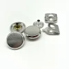 shiny silver color alloy snap button with spring snap down 3 parts