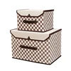 Non Woven Fabric Simple and Stylish Grid Design Brown Closet Fabric Storage Box Bin