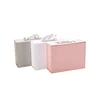 Luxury Design Logo Custom Pink Art Paper Coat Grey Board Foldable Paper Gidt Box with Ribbon Handle for Clothes