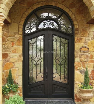 Arch Top Wrought Iron Entry Door With Glass Windows - Buy Arch Top ...