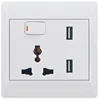 2 USB universal 86*86mm 1 Gang Double Pole Electrical Outlet Plug Socket Wall Switched Socket