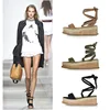 SD-006 2019 latest straw & PU leather sole sandals strap winding middle high heel Wedge sandals women ladies casual shoes