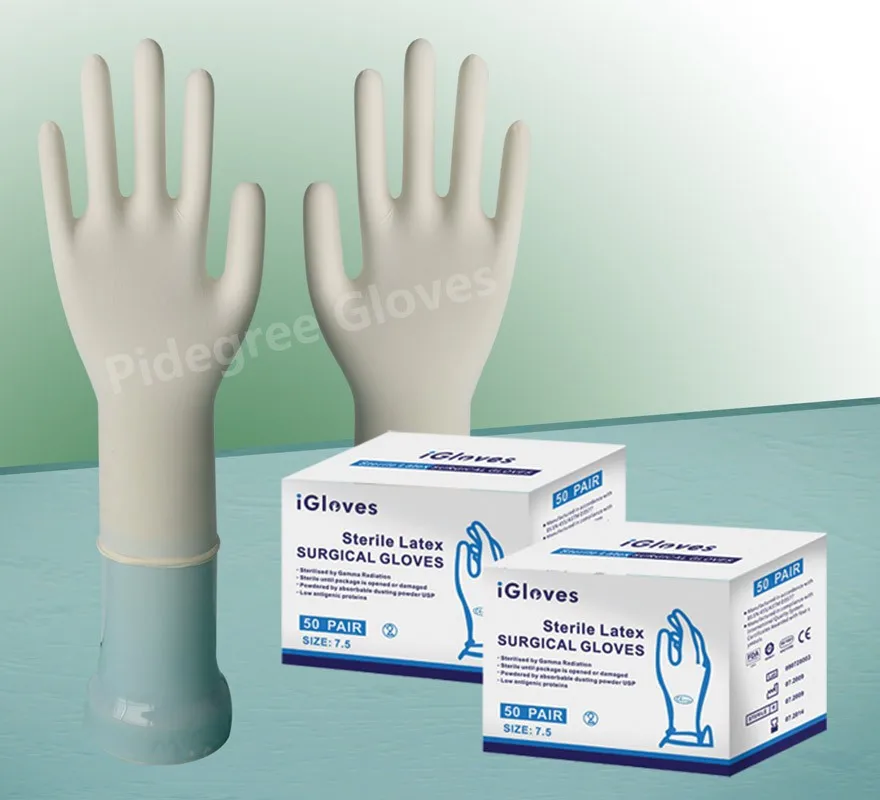 Disposable Sterile Medical Surgical Gloves Size 6.5 / 7 / 7.5/8 Sterile