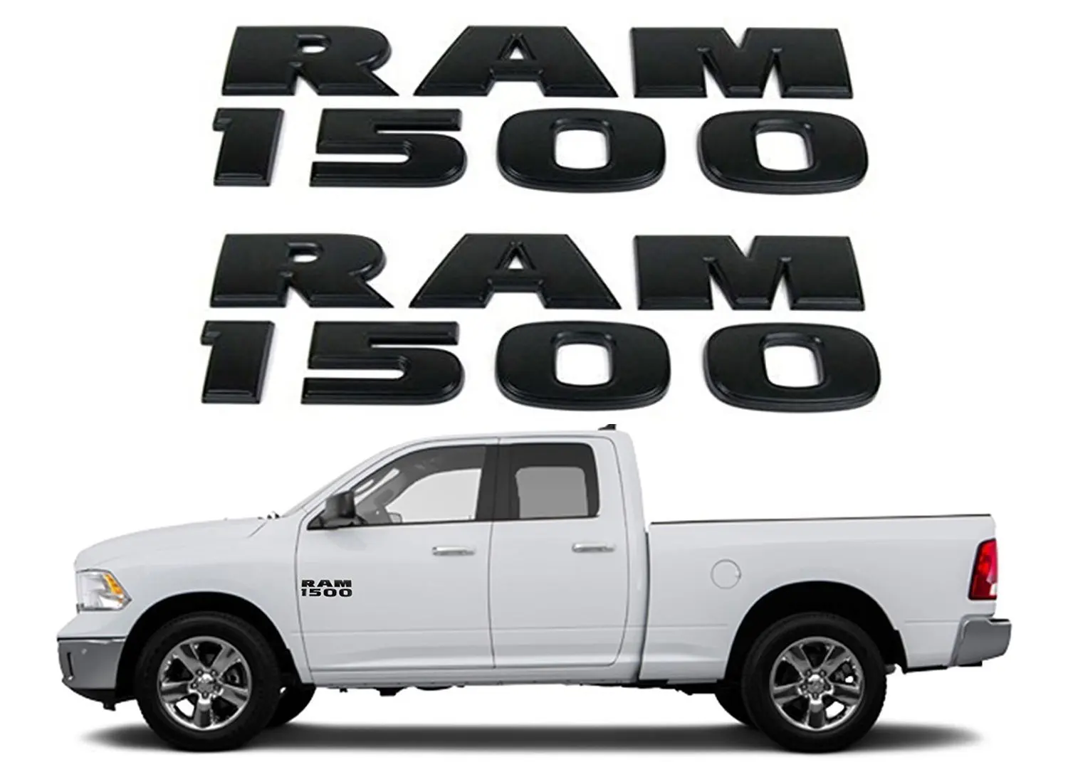 Get Quotations · Black RAM 1500 Emblem Badge 3D Stickers Decals Nameplates Flat Letter Matte OEM for Dodge RAM