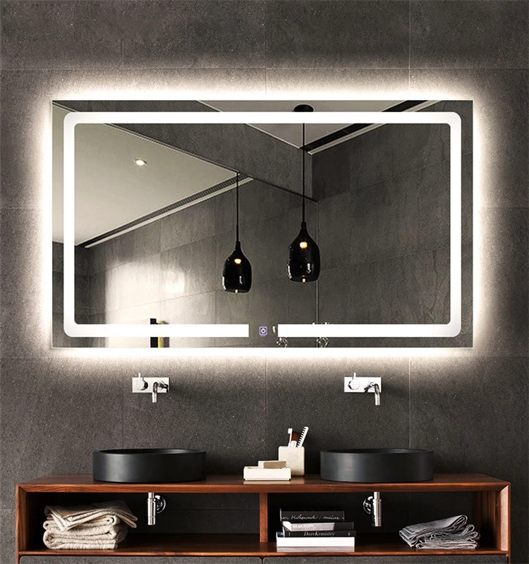 Hotel Smart waterproof heated led bathroom  mirror with light