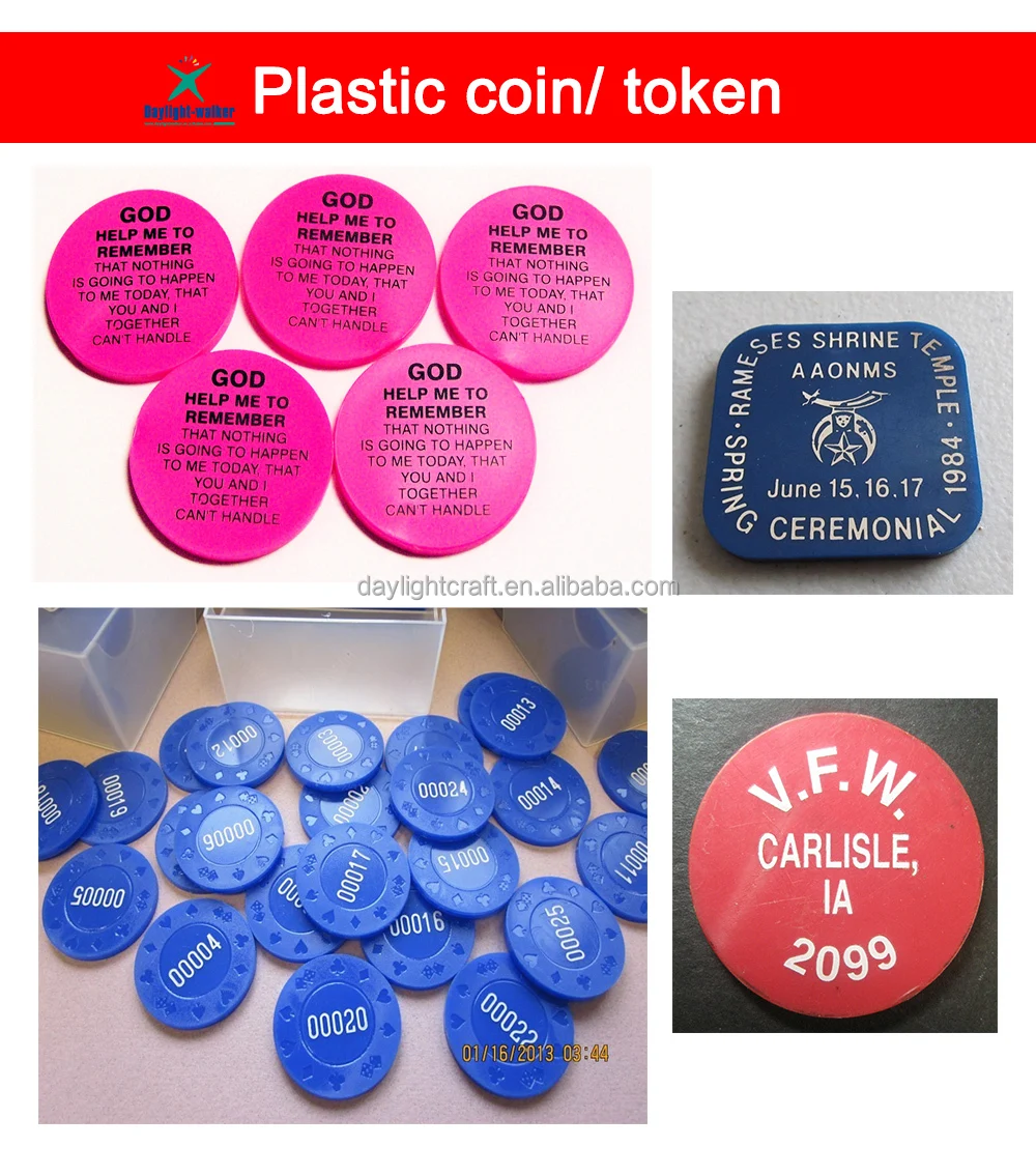 Promotional Cheap Embossed Acrylic Token Diy Plastic Printed Coin - Buy ...