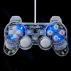 3 Colors Transparent LED Wired USB Gamepad Double Vibration Joystick Game Controller Joypad For PC Laptop For Win7/10/XP Clear