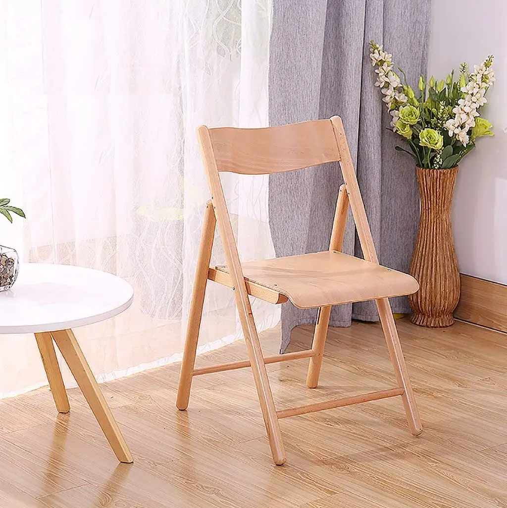 fold up chairs Wood color desk chair computer chair simple modern solid wood folding chair home leisure all wooden chair Folding Chairs