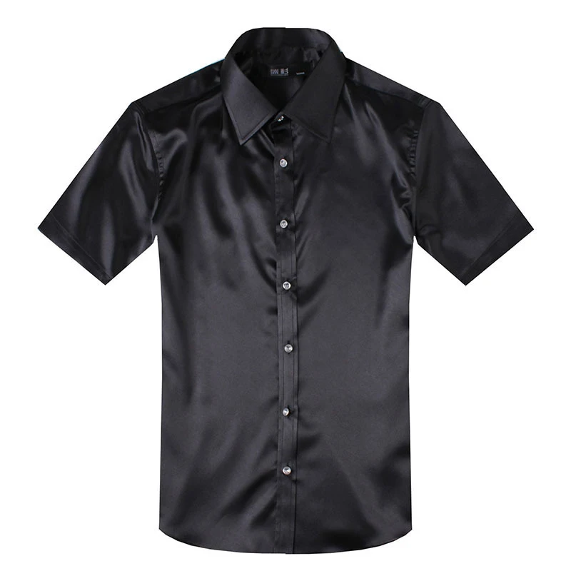 mens black silk dress shirt