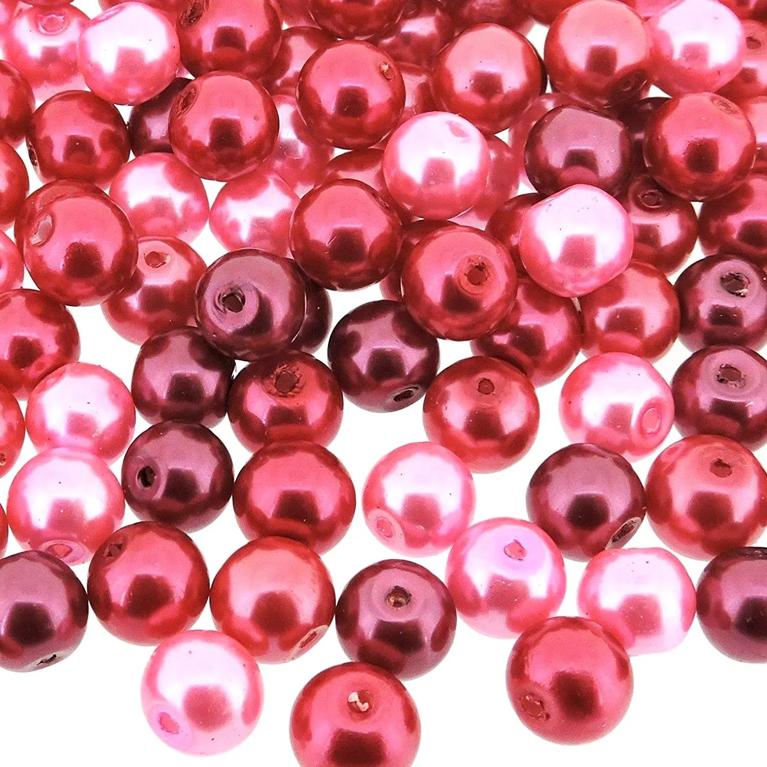 小圆形玻璃珍珠珠混合粉红色融合混合