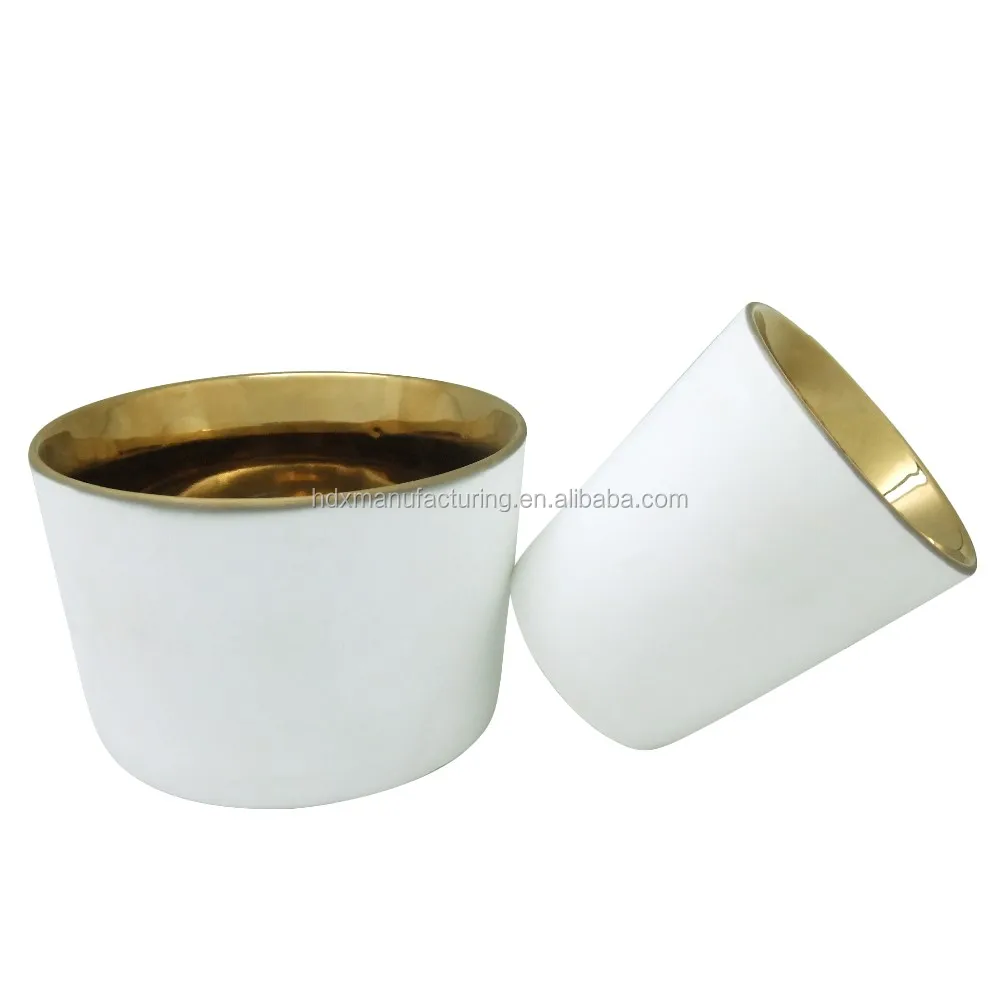 10oz White Ceramic Candle Jars Gold Interior Decor Candle Holders 22oz Empty Ceramic Candle