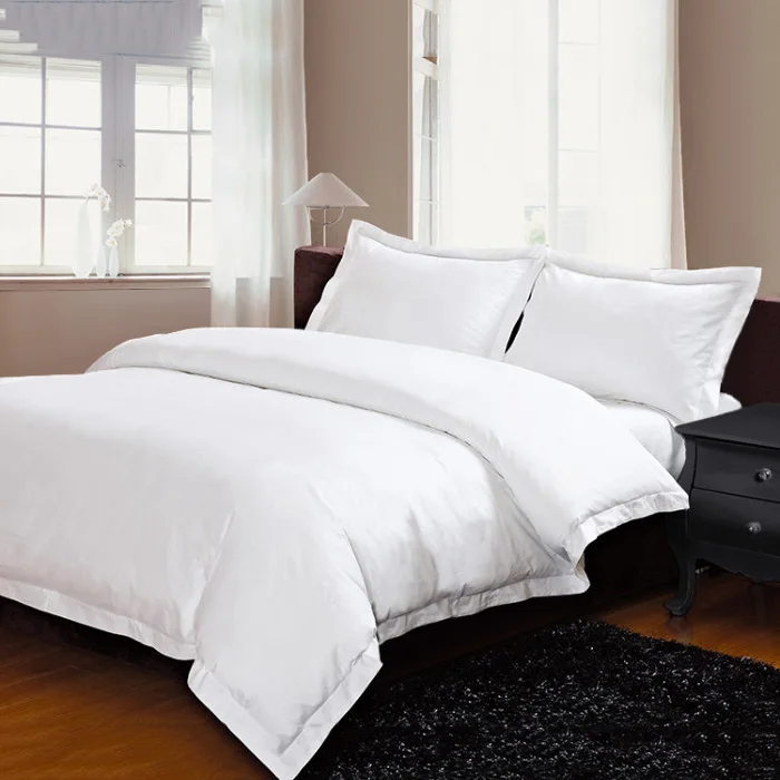 China Wholesale Hotel Plain White Double Size Modern Luxury Bedsheet ...
