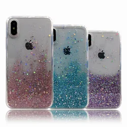 color change quicksand glitter transparent soft Gold foil clear accessories mobile phone shell case cover bling for iphone x