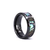 Black Tungsten Beveled Edge Abalone Shell inlay Ring AU Paua Shell Tungsten Wedding Band for Men
