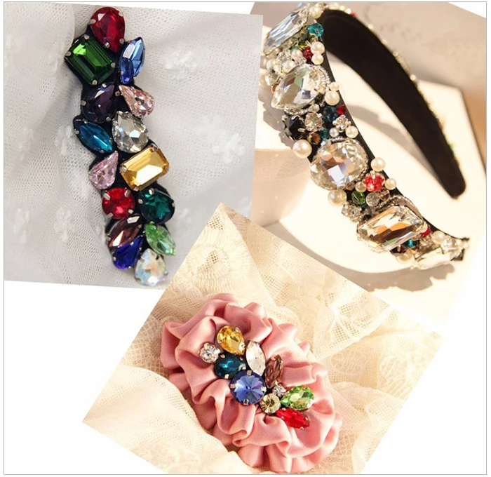 Wholesale Hight Quality Bling 6.5x14cm Rhinestones Crystal Stone Brooch Glass Bodice Rhinestone Appliques for Wedding Dresses