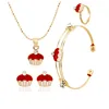 Environmental high density gold zinc alloy rhinestone 4 pieces women children jewelry set