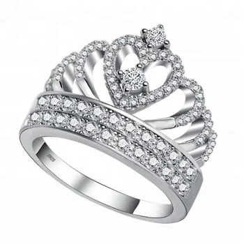 Unique Design Cz Setting King Crown Ring In 925 Sterling Silver