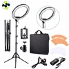 2019 photography studio light stand lamp 55W 5500K rechargeable flexible tripod camera phone makeup18 inch led light ring
