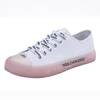 Gel Low Cut Lace up Blank Casual Women Sneakers Solid Color Plimsole Plain White Canvas Sports Shoes