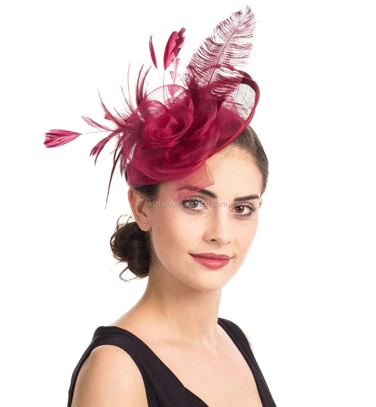 Fascinators Hat Sinamay Flower Mesh Feathers On A Headband A Clip Tea ...