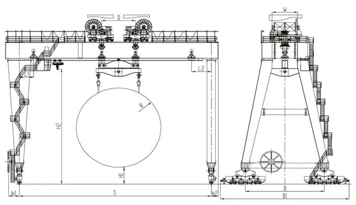 100 Ton 200 Ton 300 Ton  500 Ton For Subway Underground Metro Railway Building With Shield Double Girder Gantry Crane
