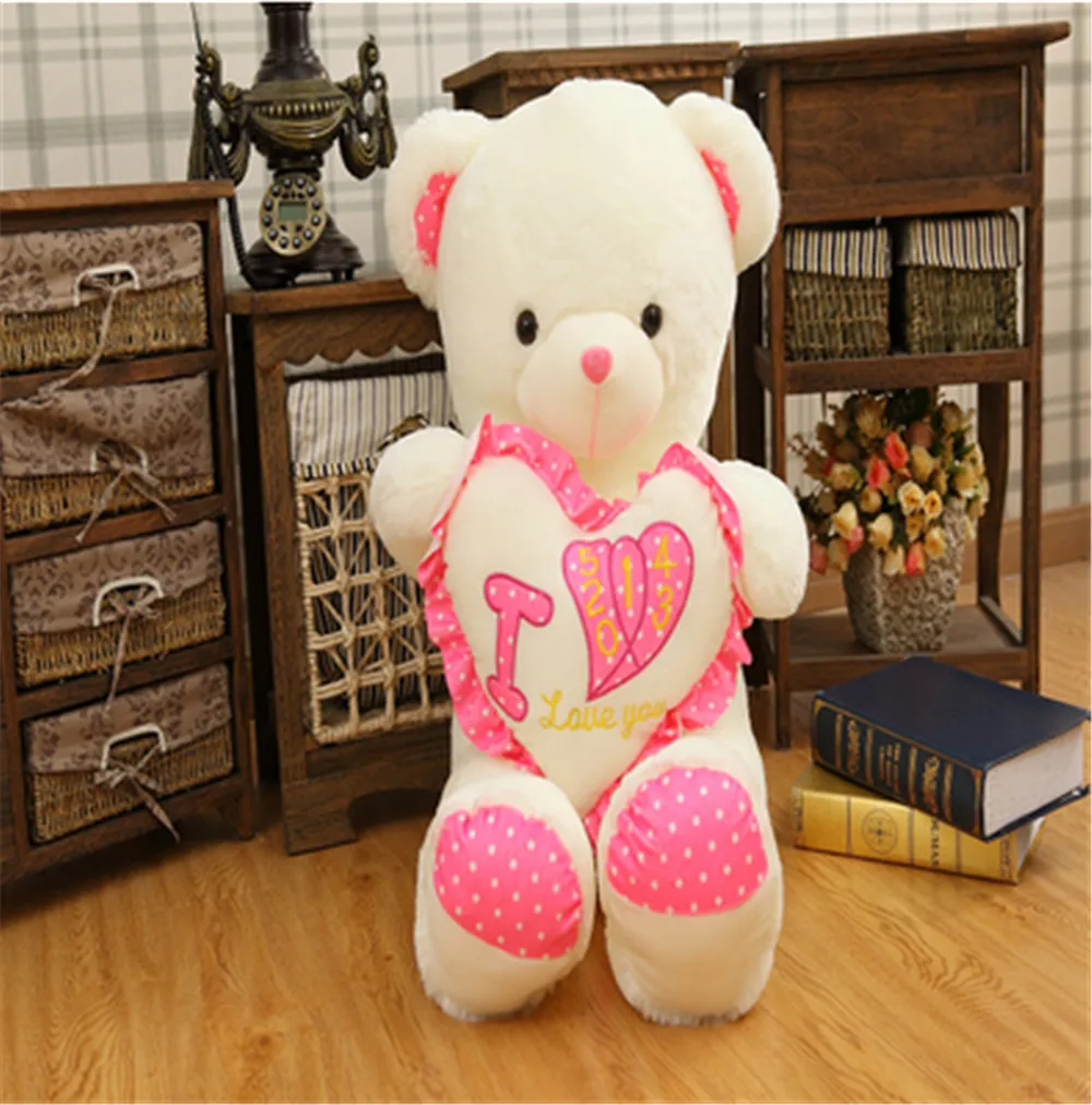 Fancytrader Valentine's Day Teddy Bear Love You Pink Heart Bears Plush Toys Nice Birthday Christmas Gift 110cm5