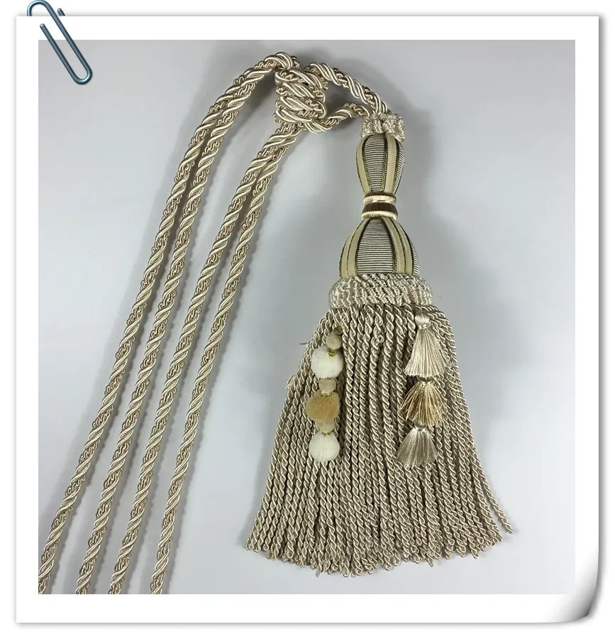 Fancy Long Cord Tassel Tieback Hook For Curtain Accessory Rope Tassel