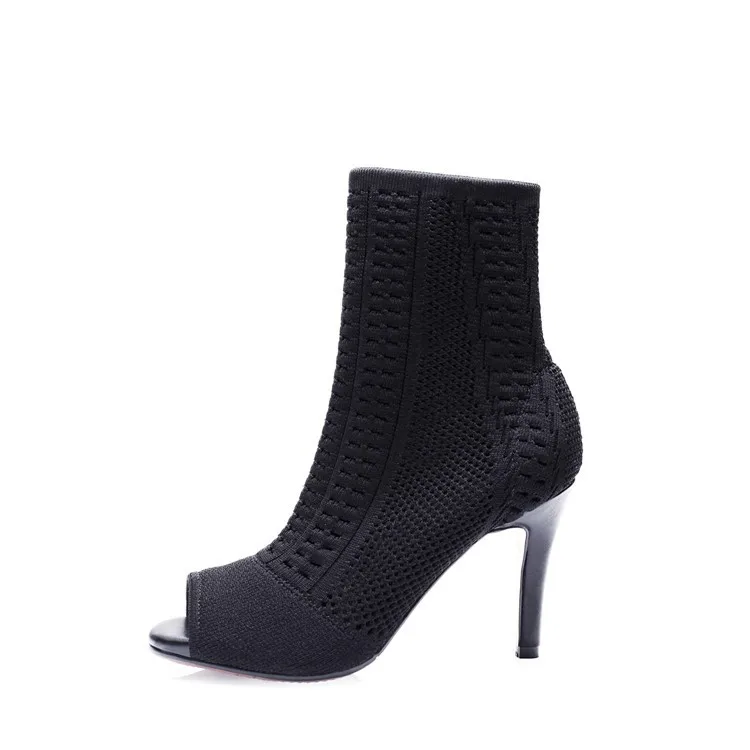 Sexy High Heel Sandals Boots Stretch Mesh Women High Heel Peep Toe