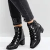 Fashion Women Studded Martin Hiker Lady Ankle Leather Boot
