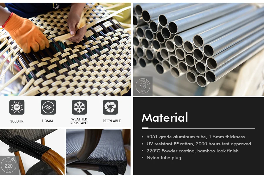 Taburete Redondo De Mimbre Para Bar,Silla De Aspecto De Bambú Francés