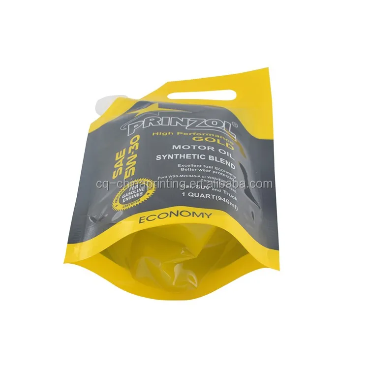 Custom Plastic Liquid Packaging Stand Up Engine Motor Oil Spout Pouch