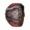 Oulm 1220B Men Snakeskin Leather Sports Watches Luxury Brand Double Time Show Military Clock Male Casual Quartz Wristwatch