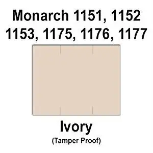 96,000 Monarch 1151 compatible Ivory General Purpose Labels to fit the Monarch 1151, 1152, 1153, 1175, 1176, 1177, 1180 & 1339 Price Guns. Full Case + includes 16 ink rollers.