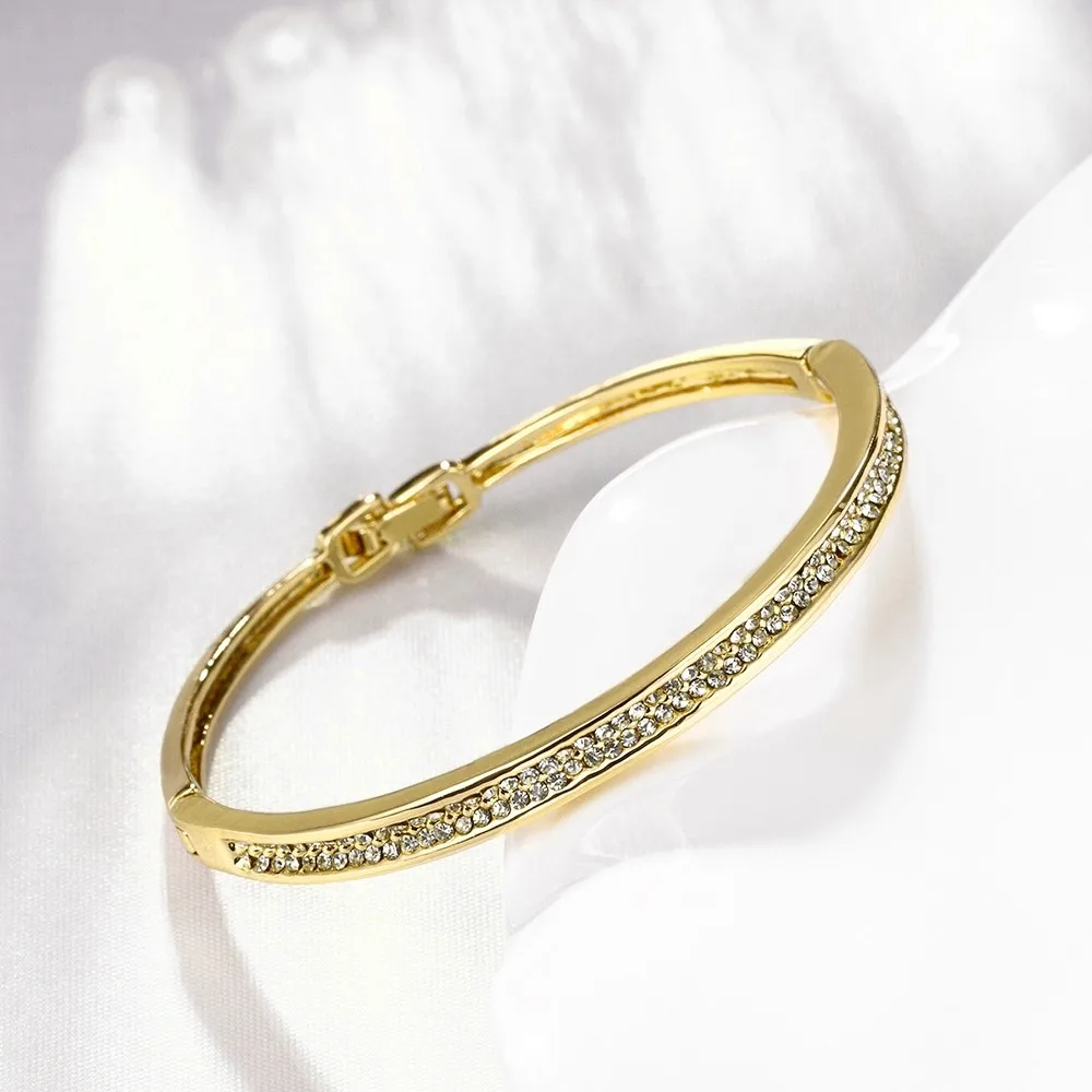 薄手腕设计闪亮 cz 钻石最新金手镯