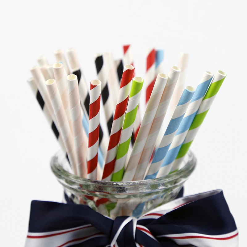 Funny Drinking Straws Decorative Paper Straw Red And White Printed