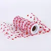 6 Inch 10 Yards Heart Flocked Tulle Roll or Spool for Tutu Gift Bow Craft Wedding