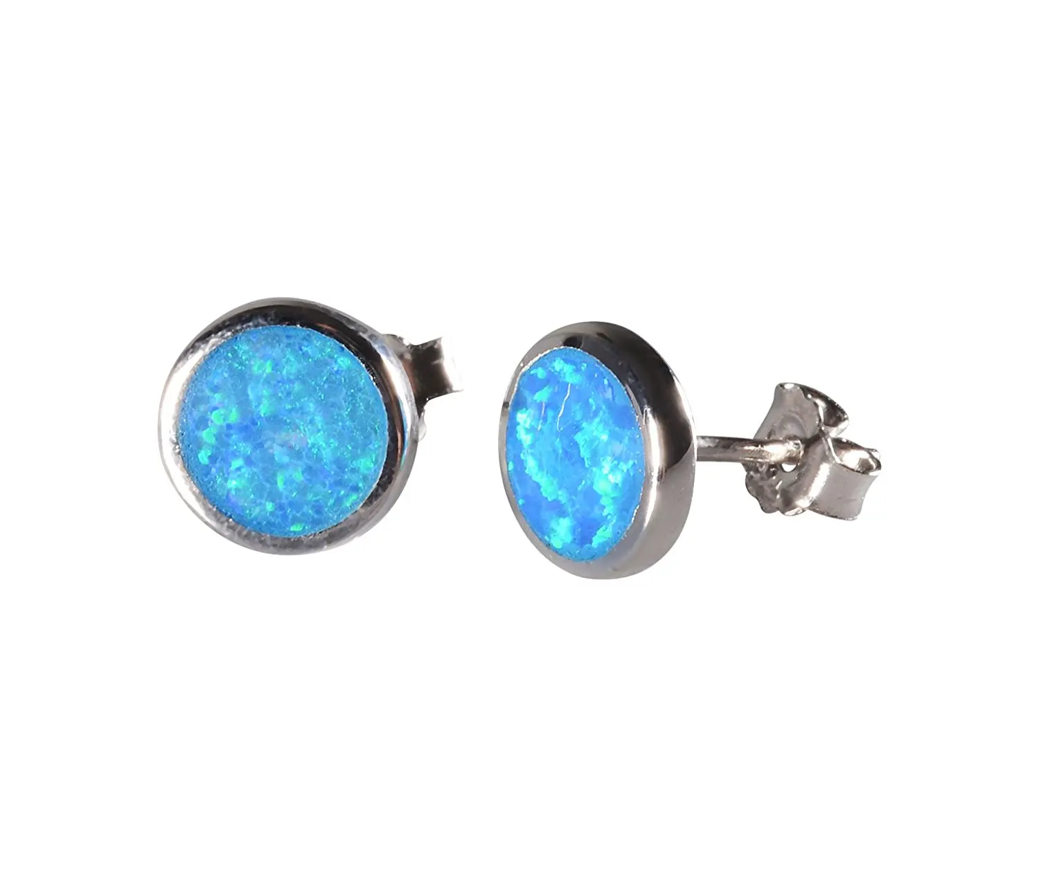 Sterling Silver Stud Earrings Round Opal Stud Earring 925 Sterling Silver Earrings Opal Stud Earrings