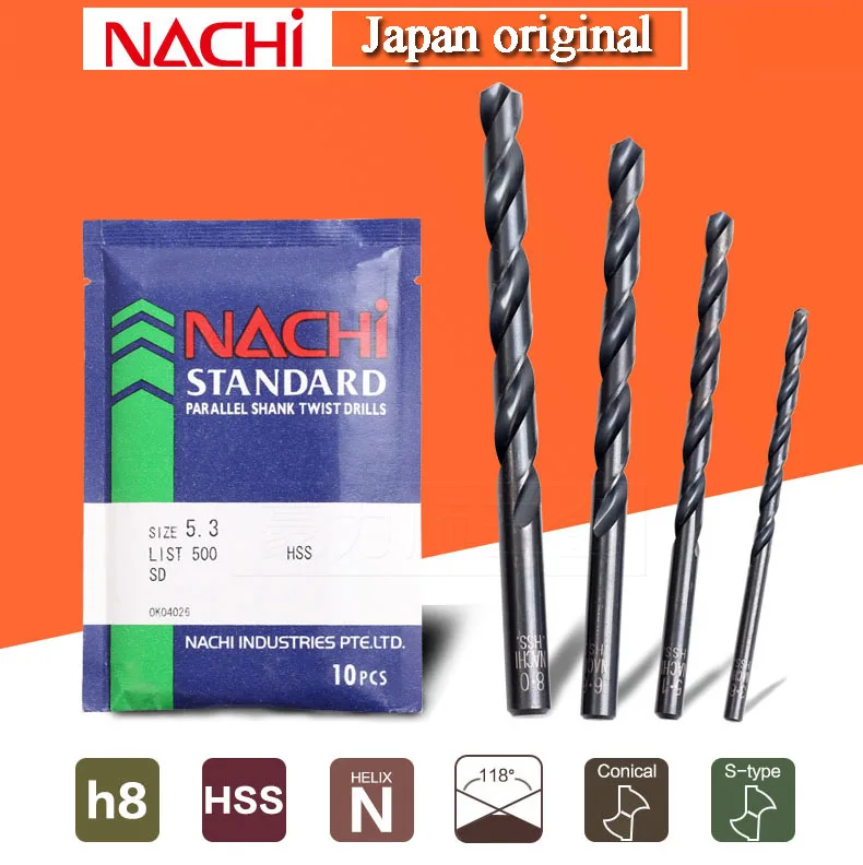 NEW SURPLUS NACHI JAPAN 3/8" TAPER SHANK TWIST DRILL .375" #1MT