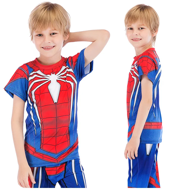 Kids Summer Clothing Sets Spiderman Costume Kids 3d Shirts T-shirt ...