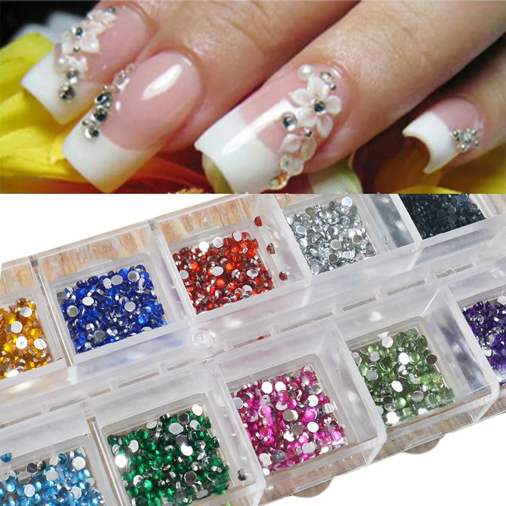 Diamantes De Imitación Redondos Para Uñas,12 Colores,500 Unidades,2mm